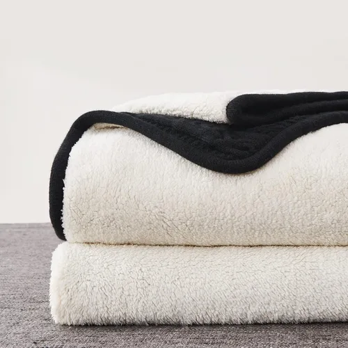 Miniatura 2 de Longhui bedding Manta de punto trenzado acrílico negro de 50 x 63 pulgadas, gruesa, suave, grande, acogedora manta de forro polar de punto