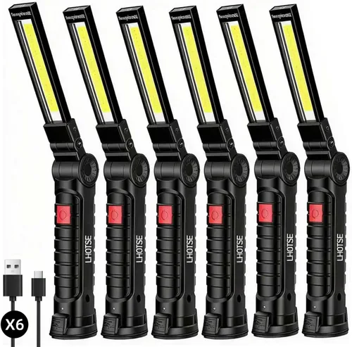 Miniatura 9 de LHOTSE Luz de trabajo LED, herramienta de regalo del día del padre, linterna recargable con base magnética y gancho, rotación de 360°, 5 modos, luz