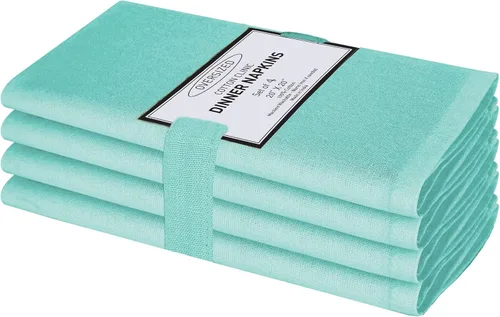 Cotton Clinic Servilletas de tela 100% algodón extra grandes de 20 x 20 pulgadas, juego de 4 servilletas de mesa suaves y duraderas reutilizables