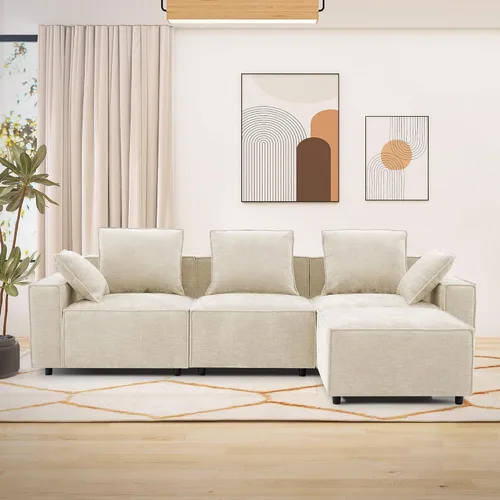 Miniatura 18 de WILLOVE Juego de sofá modular modular, sofá nube de felpilla con reposabrazos anchos y 8 almohadas, sofás de asiento profundo para sala de estar, 4