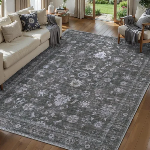 Miniatura 19 de Tangsoo Alfombra lavable para pasillo, antideslizante, 2 x 6 pies, estilo bohemio, floral, vintage, para entrada, suelo suave, para cocina, baño