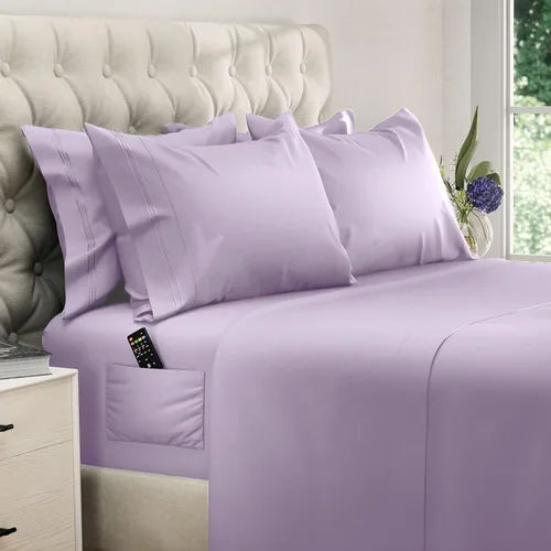 Miniatura 12 de DREAMCARE Juego de sábanas California King, 6 piezas, sábanas refrescantes para cama, sábanas Cal King de hasta 21 pulgadas de profundidad, 02