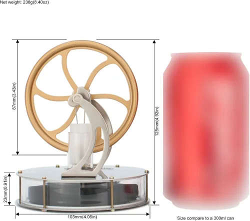 Miniatura 3 de DjuiinoStar - Motor Stirling de baja temperatura más clásico, temporizador de café único, mejor opción de regalo, juguete educativo, modelo de motor