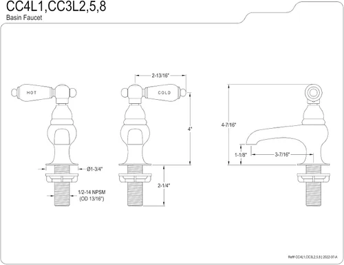 Miniatura 3 de Kingston Brass CC3L8 - Grifo vintage para lavabo, níquel cepillado