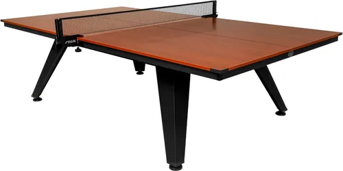 STIGA Mesa de ping pong ultra interior – Mesa de ping pong de grano de madera de 0.709 in con marco de acero, red de torneo y poste, niveladores de