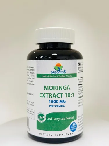 Miniatura 4 de Brieofood Extracto de Moringa Oleifera 10:1 1500 mg - 180 cápsulas - Suplemento sin OMG y sin gluten - Superalimento verde de hoja de moringa