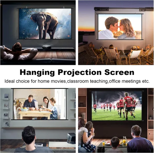 Miniatura 7 de Pantalla de proyección portátil de 100 pulgadas, pantalla de cine para interiores con pantallas de proyector para exteriores Full HD 16:9 4K Full