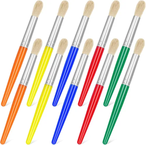 anezus - Juego de 10 pinceles de pintura grandes, juego de pinceles gorditos para el aula, pintura acrílica, lavable