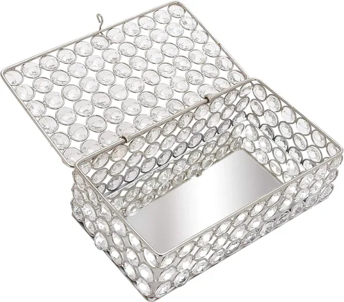 Miniatura 4 de Deco 79 Glam - Joyero rectangular de metal, 8 x 4 x 3 pulgadas, color plateado