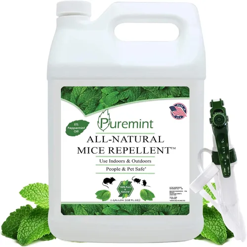 Puremint Repelente de ratones, espray de aceite de menta natural al 5% para ratones, ratones, ratas y roedores, espray de control de plagas para el