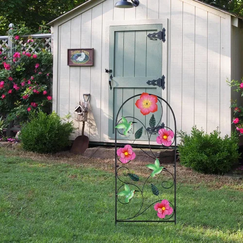 Miniatura 4 de YEAHOME Decoración de jardín para exteriores, estacas decorativas de colibrí de 33 pulgadas con flores rosas para decoración de jardín de primavera
