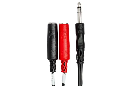 Miniatura 4 de Adaptador Hosa YPP117 de cable TRS de 1/4 de pulgada a cable dual TSF Y de 1/4 de pulgada (6 pulgadas)., Negro/rojo