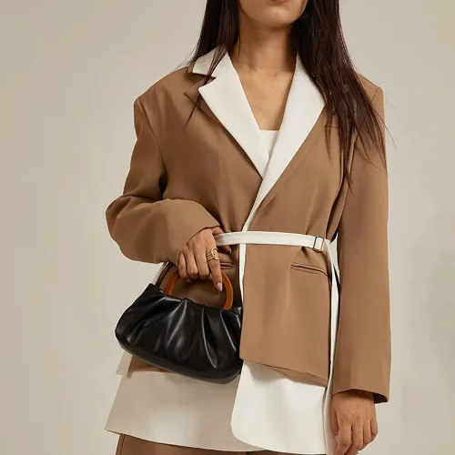 Miniatura 6 de Bolso de embrague de noche y bolsa de masa dorsal de nube pequeños bolsos de moda con asa de madera