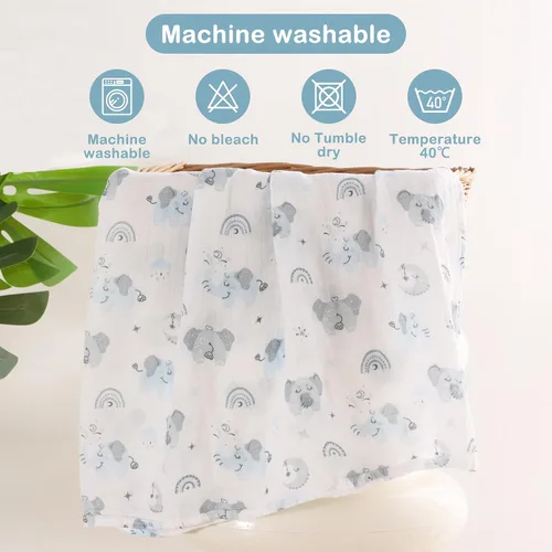 Miniatura 4 de Viviland Mantas de Muselina para Envolver, Envolturas para Niños y Niñas, Mantas de Recepción para Bebés Transpirables y Suaves con la Piel