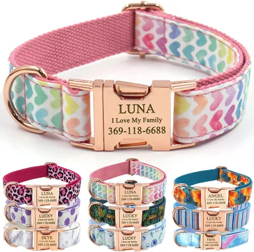 Miniatura 30 de PETDURO Collar Personalizado para Perro A cuadros Negro Blanco con Nombre y Teléfono Grabados en Hebilla de Metal Plateado para Perros Grandes