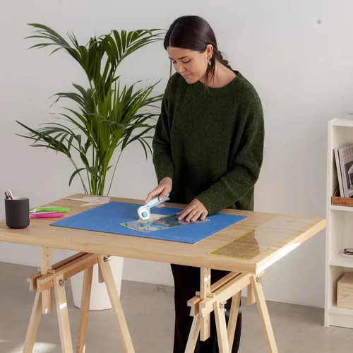 Miniatura 6 de Estera de corte Elan A2 Azul, Estera de corte autorreparable 18x24 pulgadas, Tabla de corte artesanal de 5 capas Azul, Tabla de corte