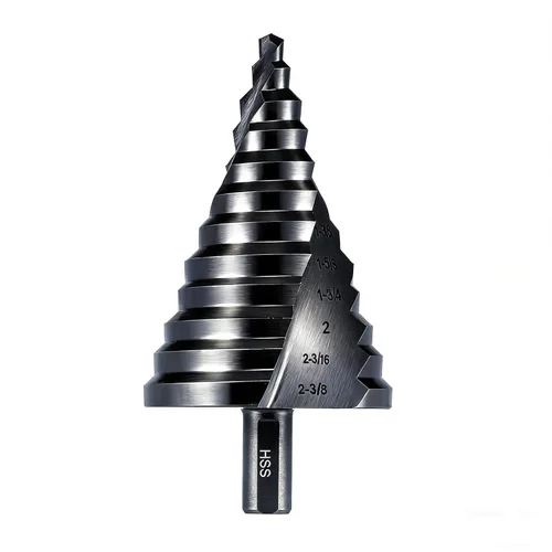 Anfrere Broca escalonada de 12 tamaños, brocas de acero de alta velocidad negras de 1/4 a 2-3/8 pulgadas para corte de agujeros de chapa, Sprial