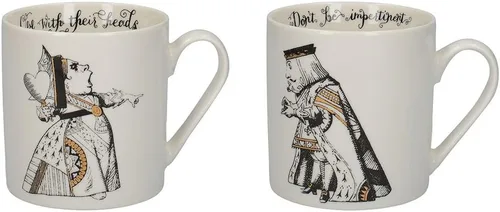 V&A Juego de 2 tazas de Alicia en el país de las maravillas en caja de regalo, rey y reina de corazones, porcelana fina, 11.8 fl oz, juego de 2