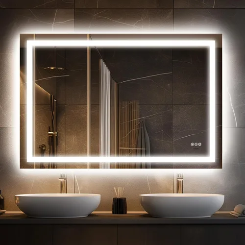 Miniatura 19 de Espejo de baño LED de 24 x 32 pulgadas con luces – antiniebla, regulable, retroiluminado e iluminado frontalmente, espejo de tocador iluminado