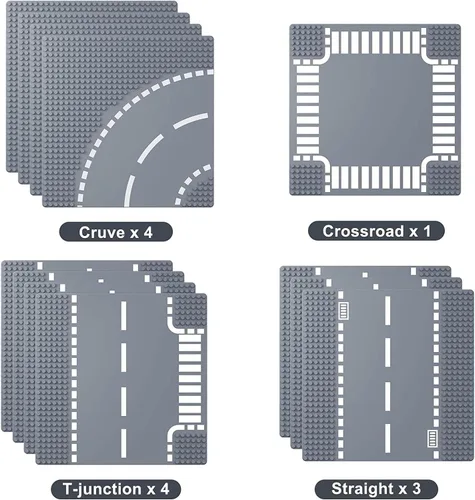 Miniatura 2 de Placas base de carretera para bloque de construcción de City Street, 12 placas de calle, placas base de carretera de 10 x 10 pulgadas