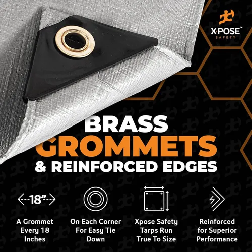 Miniatura 4 de Xpose Safety Lona protectora de polietileno plateado resistente de 5 x 7 pies - Funda protectora multiusos - Duradera, resistente al agua