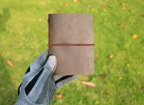 Miniatura 6 de Handy Picks Libro de registro de golf de cuero, hecho a mano y recargable, libro de golf y yardage incluido