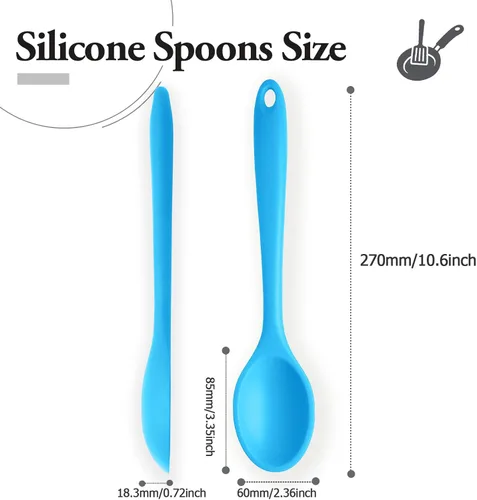 Miniatura 2 de 2 cucharas de silicona para cocinar, resistentes al calor, cucharas de mezcla antiadherentes para cocina, hornear, agitar, mezclar, herramientas