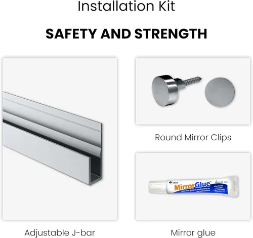 Miniatura 3 de Dulles Glass Espejo de gimnasio en casa resistente a los golpes, 36 x 60 pulgadas, kit de montaje en pared incluido, espejo de seguridad de grado