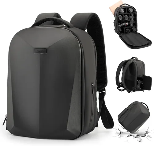 Cwatcun Mochila rígida para cámara, bolsa de cámara profesional para fotografía, compartimento para laptop de 15.6 pulgadas, soporte para trípode,