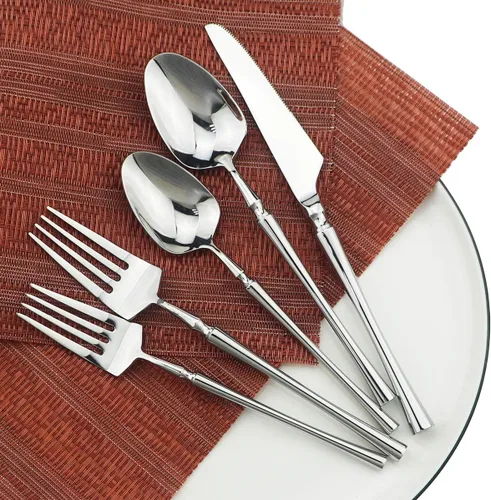 Miniatura 2 de Juego de cubiertos de 20 piezas, acero inoxidable 18/10, acabado satinado, juego de cubiertos para el hogar, elegante juego de utensilios de cocina