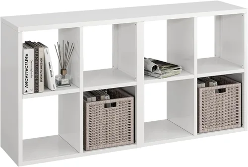 Miniatura 27 de IRONMIX Organizador de almacenamiento de 5 cubos de metal, estantería corta negra, soporte de TV para televisores de hasta 40 pulgadas, centro