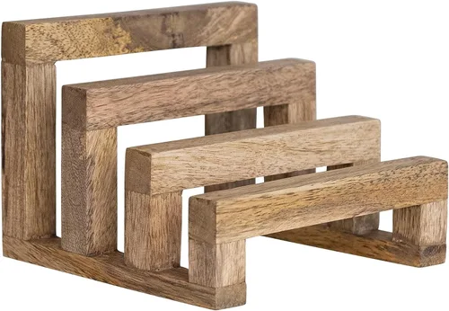 Miniatura 3 de Creative Co-Op - Soporte para tabla de cortar de madera de mango de 6 pulgadas con 3 secciones para cocina, natural