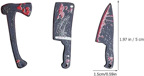 Miniatura 4 de 6 piezas de cuchillos de Halloween encantos cortador de terror tijeras forma colgante DIY fabricación de joyas artesanía casa de muñecas pequeño
