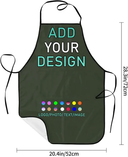 Miniatura 4 de Delantal personalizado con 2 bolsillos, personalizable con nombre, texto, logotipo, foto, cocina, horneado, delantal de cocina para mujeres y hombres