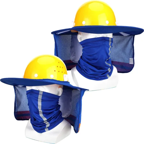Miniatura 4 de SATINIOR 2 parasoles para sombrero duro, visera de malla de ala completa de alta visibilidad, protección para el cuello, tira reflectante, bandana