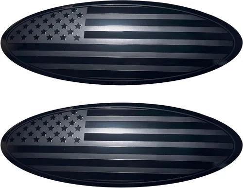 Fit F150 Emblema de 9.5 pulgadas de superposición para parrilla delantera, portón trasero ovalado, bandera negra americana para Ford F150 2015-2021