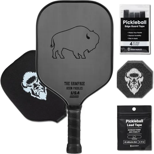 Paleta de pickleball de fibra de carbono, superficie Toray T700 sin procesar que proporciona el máximo giro de la bola. Formas de raqueta de El