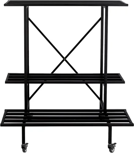 Miniatura 3 de Zhongma Soporte para Plantas de Metal de 3 Niveles de Servicio Pesado con Ruedas, 35.43 L x 17.5 A x 38.6 Al. Soporte para Plantas que Ahorra Espacio