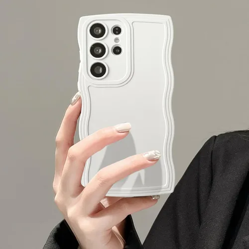 Miniatura 27 de UEEBAI Funda de silicona con marco de ola para Samsung Galaxy S22 5G, funda de teléfono con marco de ola linda, ajuste delgado, amortiguador de Negro