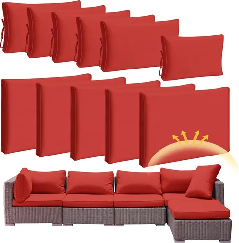 Miniatura 8 de Patelai 11 piezas de fundas impermeables para cojines de patio para muebles seccional de exterior de mimbre de ratán, sofá de patio, silla, fundas