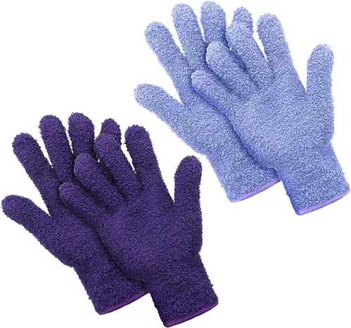 Miniatura 17 de Patelai 2 pares de guantes de microfibra para plantas, guantes de limpieza antipolvo, manoplas para el hogar, autos, persianas (azul, grande)