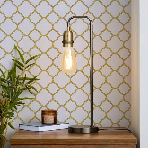 Miniatura 6 de Safiyya Papel tapiz despegable y adhesivo de 393" x 17.7 pulgadas, papel de contacto dorado blanco, autoadhesivo, removible, papel tapiz moderno