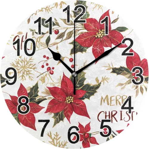 Miniatura 42 de Hummingbird - Reloj de pared de resorte redondo de 10 pulgadas, sin tictac, silencioso, funciona con pilas, reloj analógico atómico de cuarzo