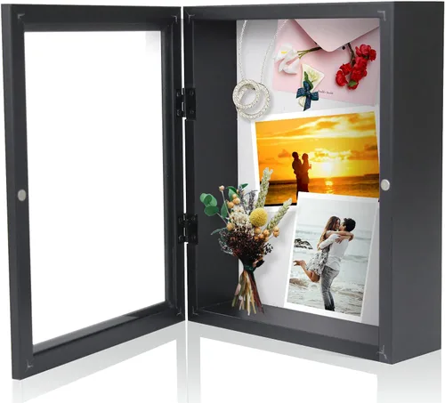 Miniatura 28 de Muzilife Marco de Fotos Caja de Sombra de 11 x 11 pulgadas - Vitrina Cuadrada de Madera y Vidrio con Interior Profundo de 2.16 pulgadas, Lista