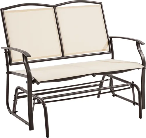 Yaheetech Banco planeador al aire libre para 2 personas, silla mecedora para patio, sofá biplaza para patio trasero, piscina, jardín, porche, marco