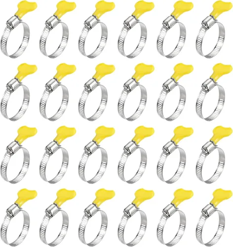 Miniatura 14 de uxcell Abrazadera de manguera de engranaje helicoidal, 24 abrazaderas de manguera de acero inoxidable ajustables de 1/2 a 3/4 pulgadas con mango