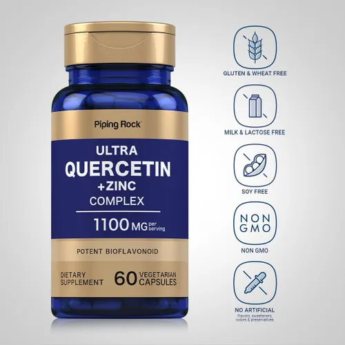 Miniatura 3 de Piping Rock Quercetina Zinc Complex 1100 mg 60 Cápsulas Flavonoide potente Suplemento sin OMG, sin gluten