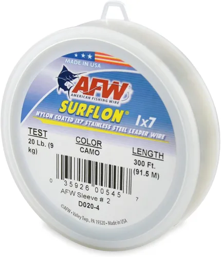 Miniatura 65 de Alambre de pesca americano Surflon recubierto de nailon 1x7 de acero inoxidable, línea líder de pesca para agua salada, prueba de 10 libras - prueba