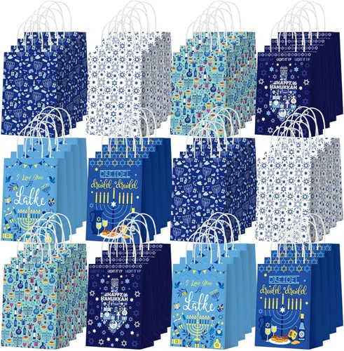 Miniatura 27 de Outus 24 piezas de bolsas de regalo de fiesta de mariposa, bolsas de golosinas de mariposa, bolsas de papel para regalos con mango, morado, azul