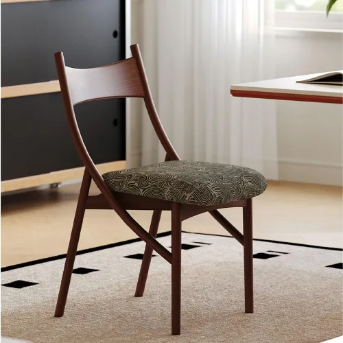 Miniatura 5 de sillas de comedor Silla de comedor de madera moderna tapizada con respaldo ancho curvado cocina moderna